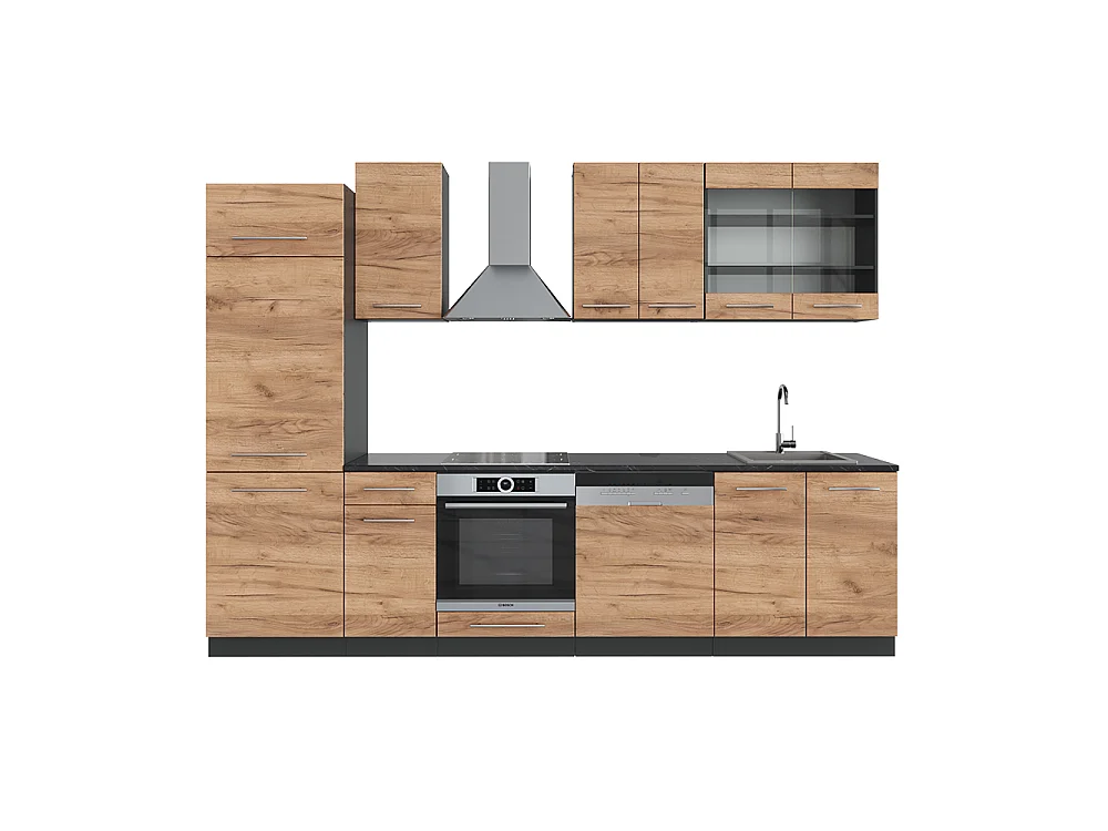 Cuisine chêne doré/anthracite 300x46x81.6 fame-line