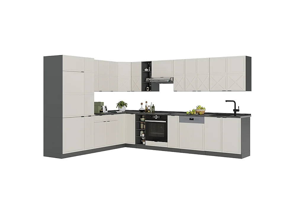 Cocina esquinera grisbeige/antracita 347x60x81.6 fame-line