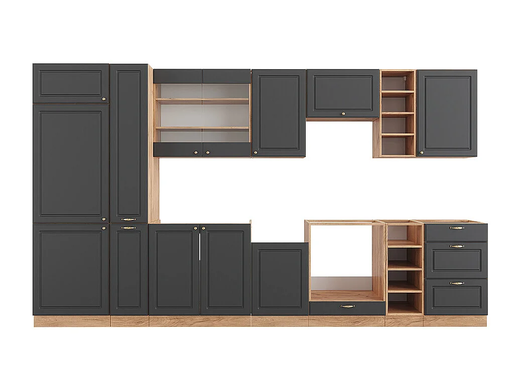 Cuisine anthracite campagne/chêne doré 355x46x81.6 fame-line