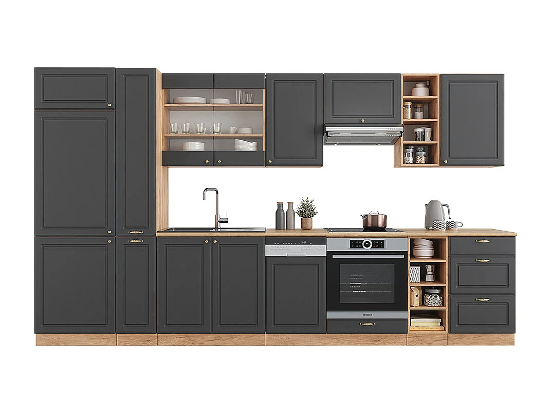 Cuisine anthracite campagne/chêne doré 355x46x81.6 fame-line