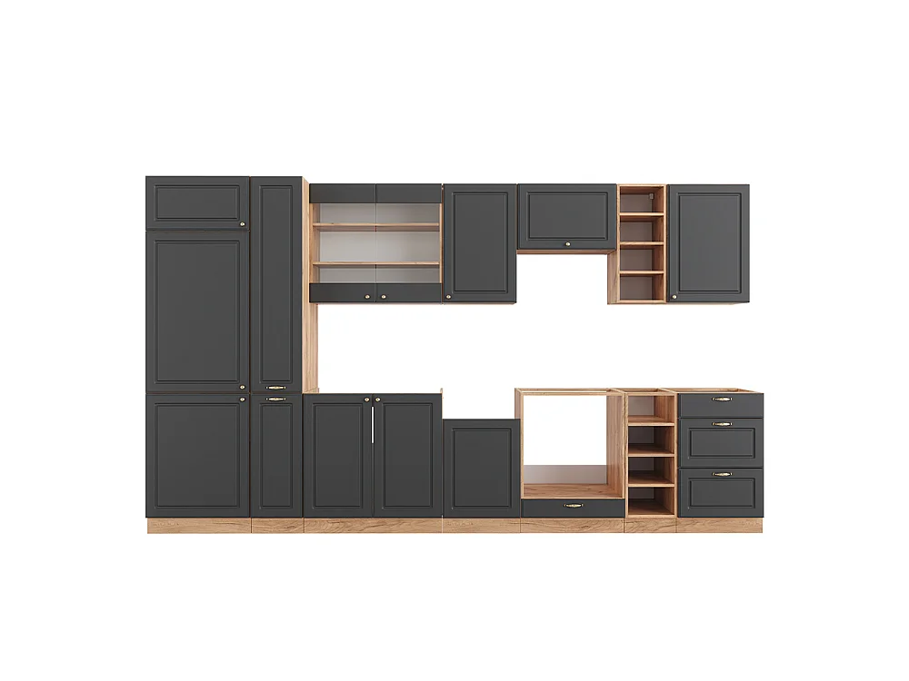 Cuisine anthracite campagne/chêne doré 355x46x81.6 fame-line