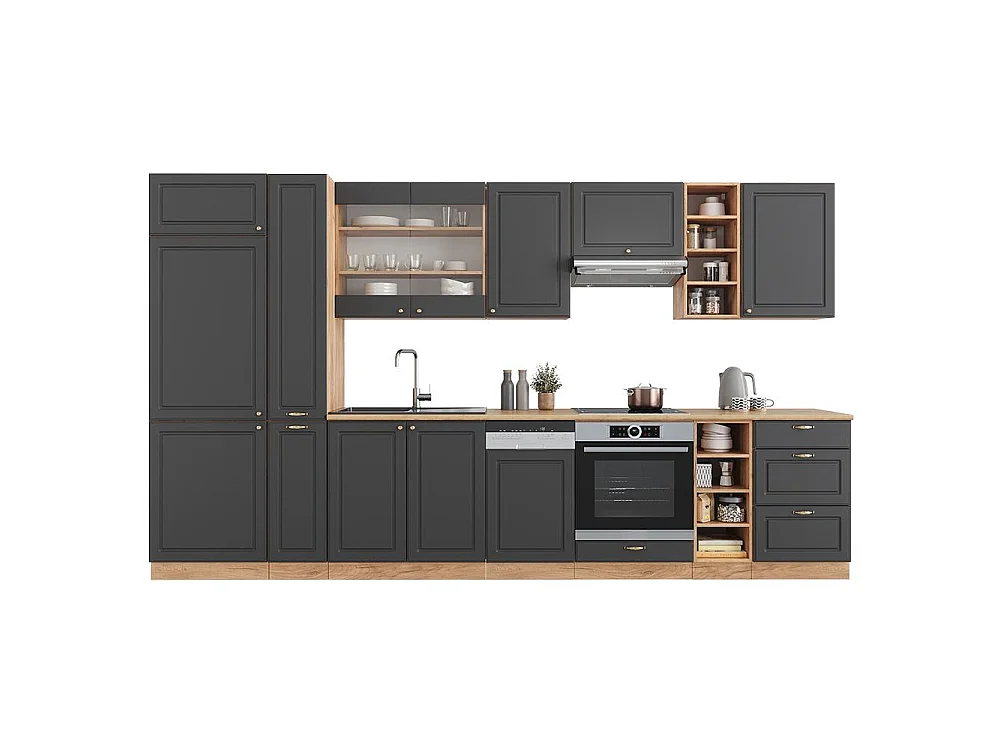 Cuisine anthracite campagne/chêne doré 355x46x81.6 fame-line