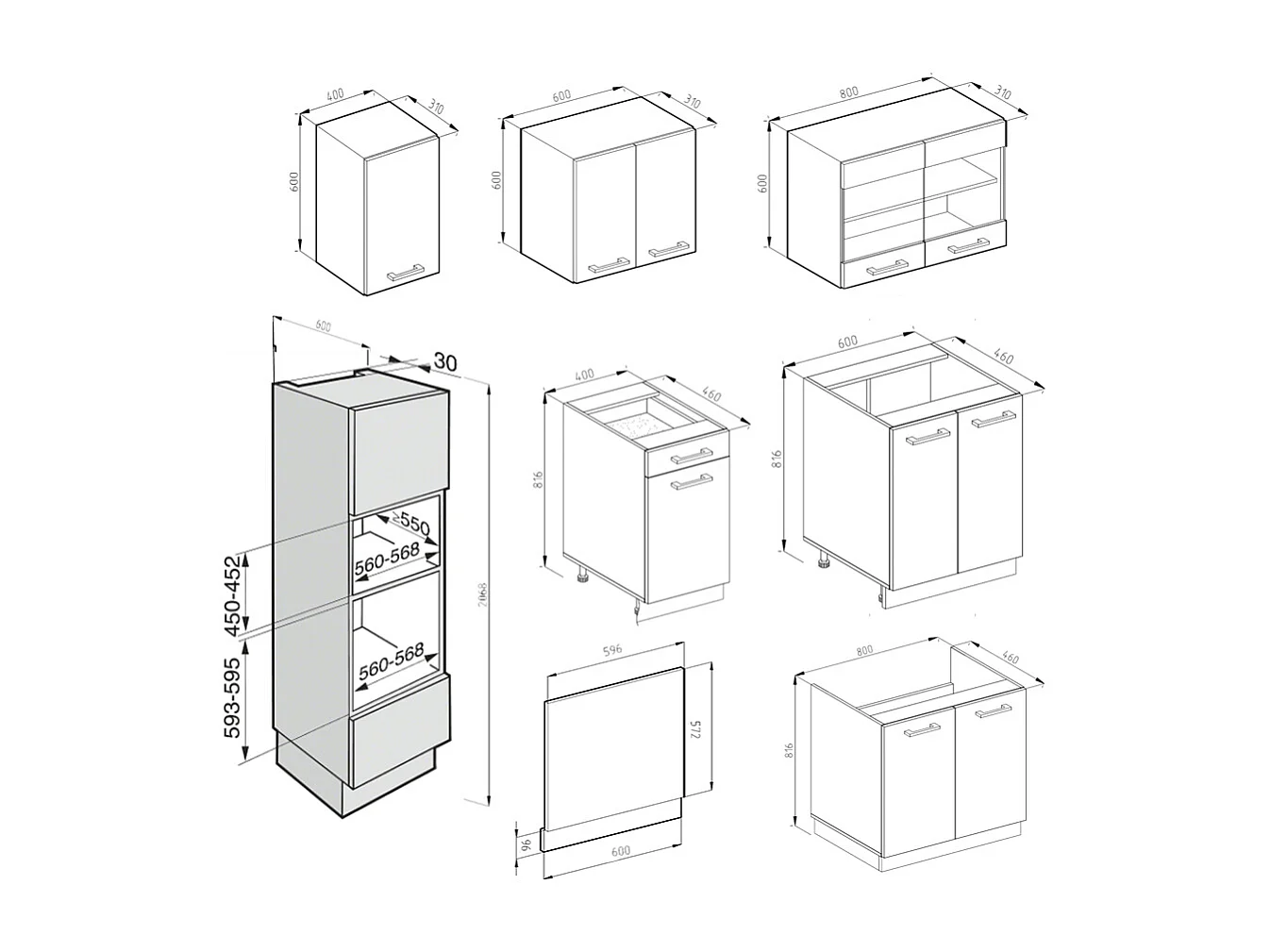 Cucina componibile sonoma/bianco 300x60x81.6 r-line