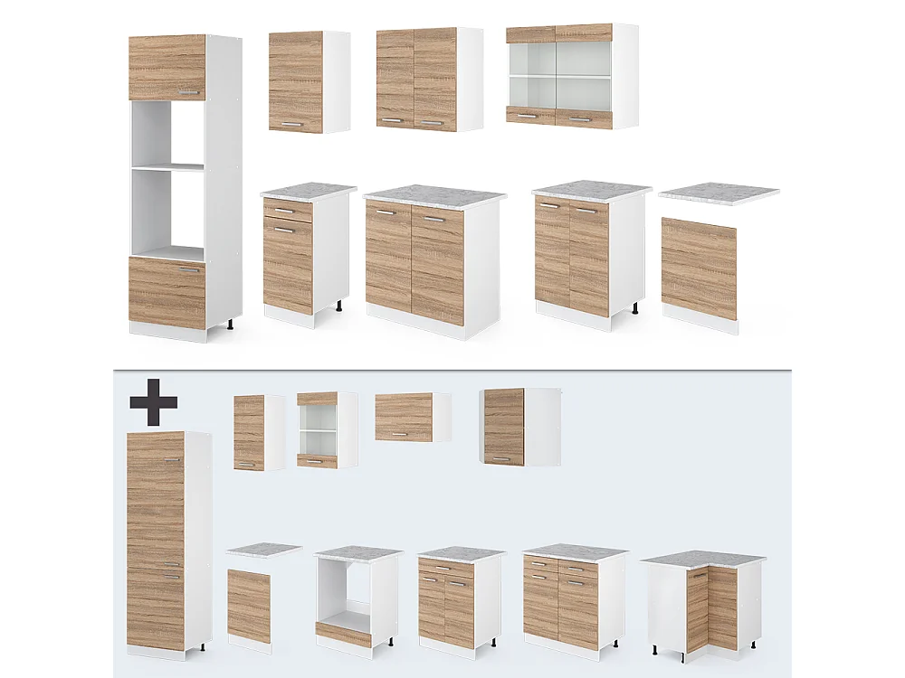 Cucina componibile sonoma/bianco 300x60x81.6 r-line