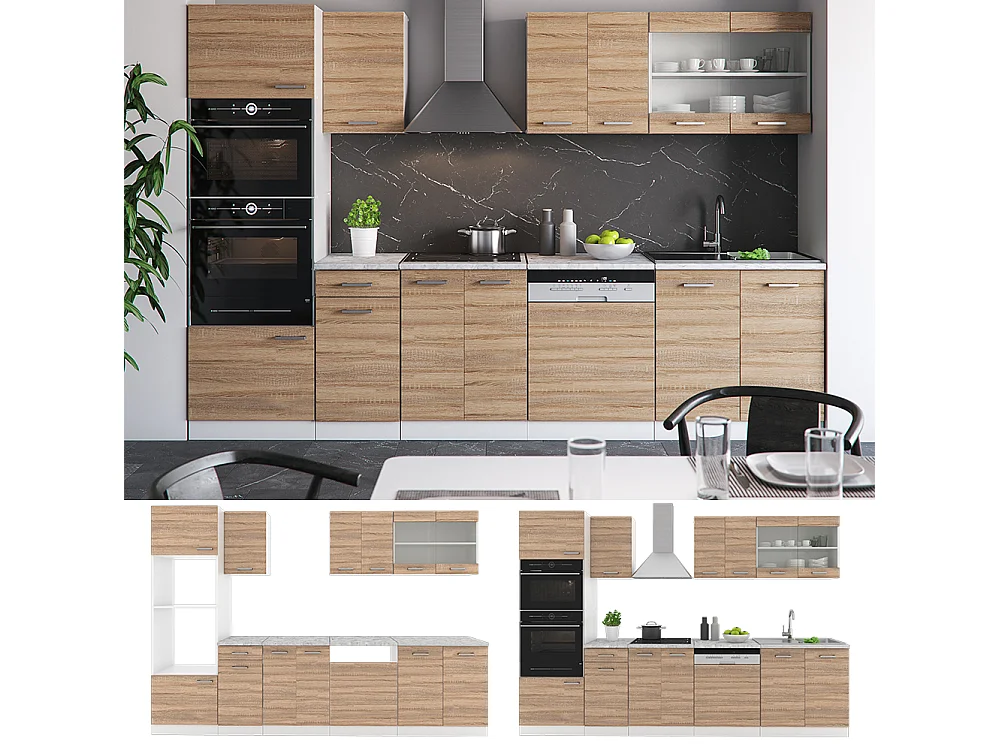 Cucina componibile sonoma/bianco 300x60x81.6 r-line