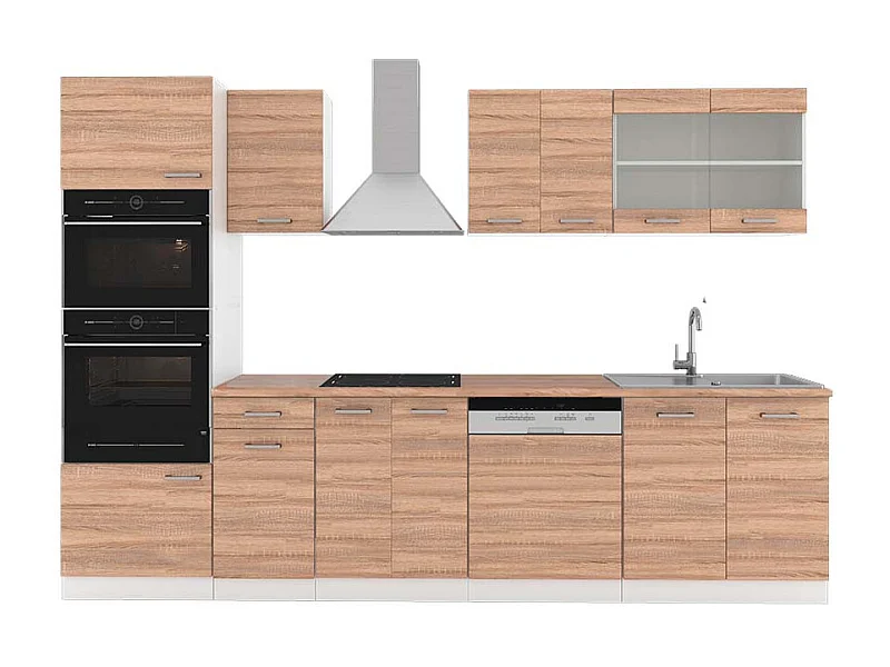 Küchenzeile sonoma/weiß 300x60x81.6 r-line