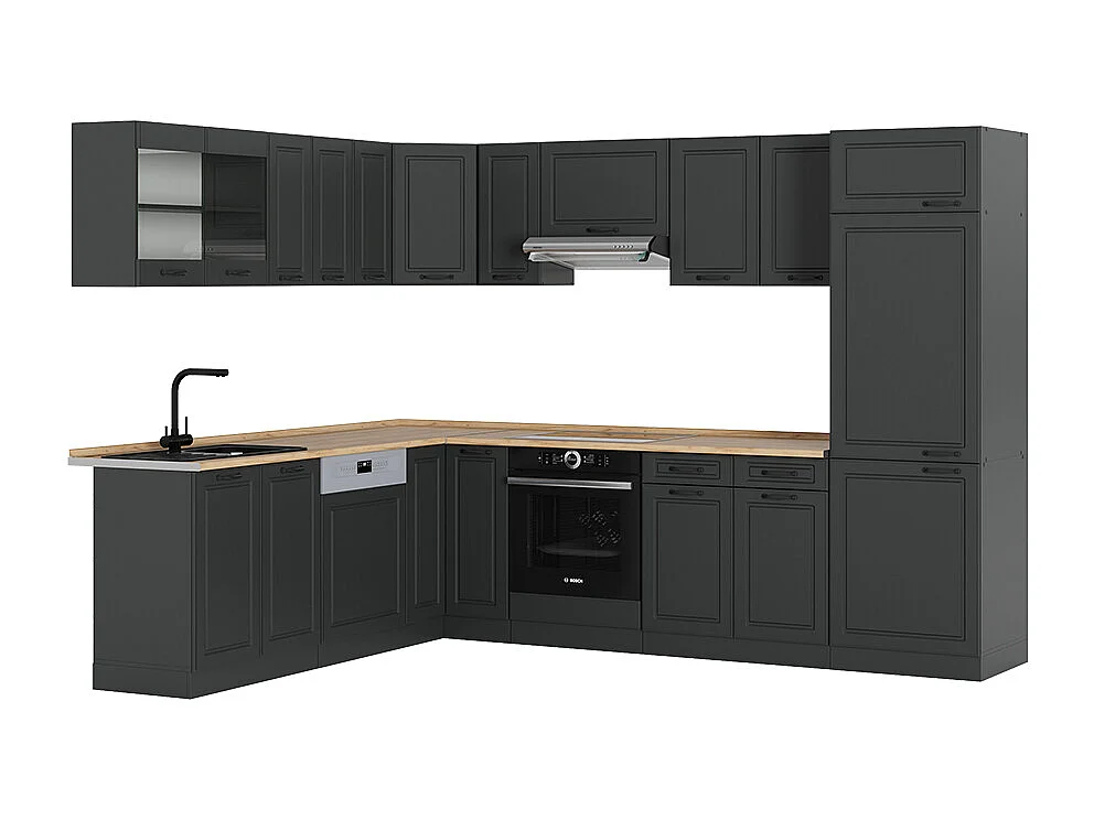 Cocina esquinera antracita casa de campo/antracita 287x46x81.6 r-line
