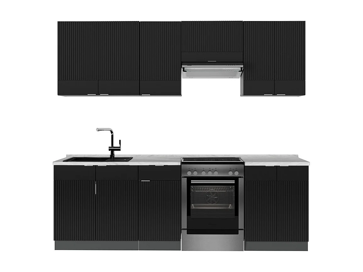 Cuisine noir rayé/anthracite 240x60x81.6 fame-line