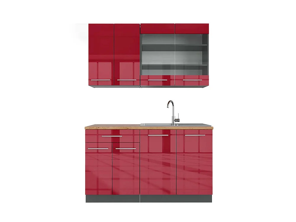 Cuisine bordeaux haute brillance/anthracite 140x60x81.6 fame-line