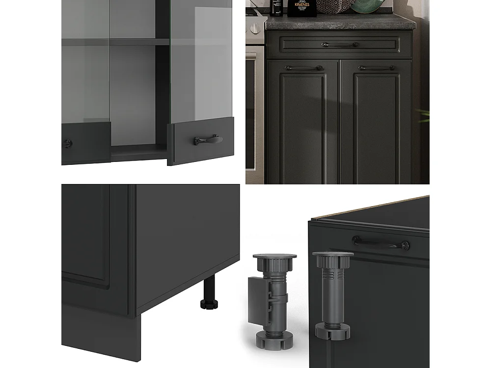 Cuisine anthracite maison de campagne/anthracite 200x60x81.6 r-line