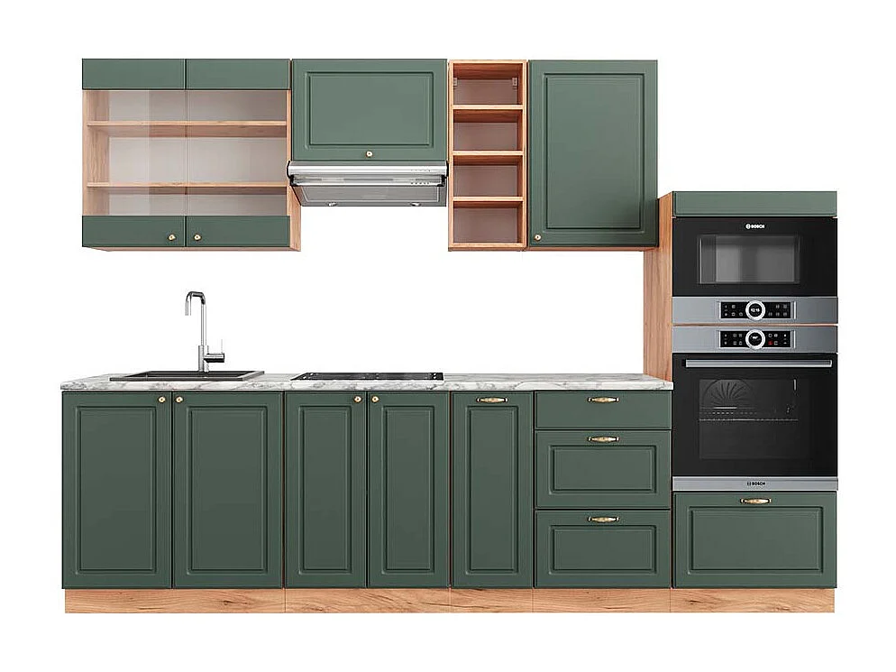 Cuisine chêne vert et or/chêne doré 280x60x81.6 fame-line