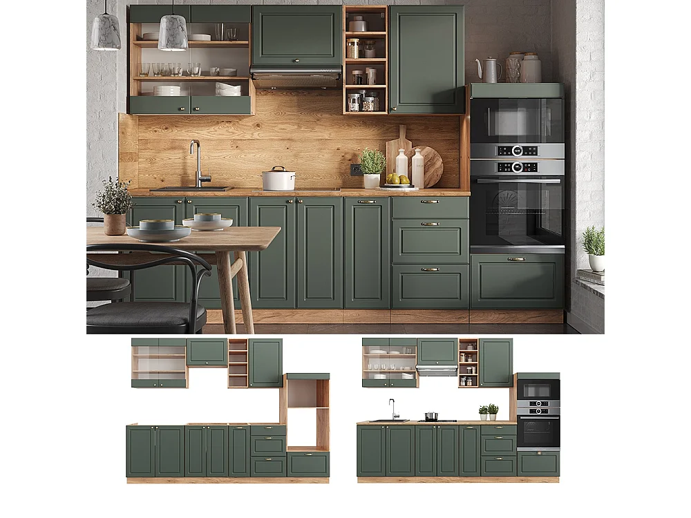 Cuisine chêne vert et or/chêne doré 280x60x81.6 fame-line