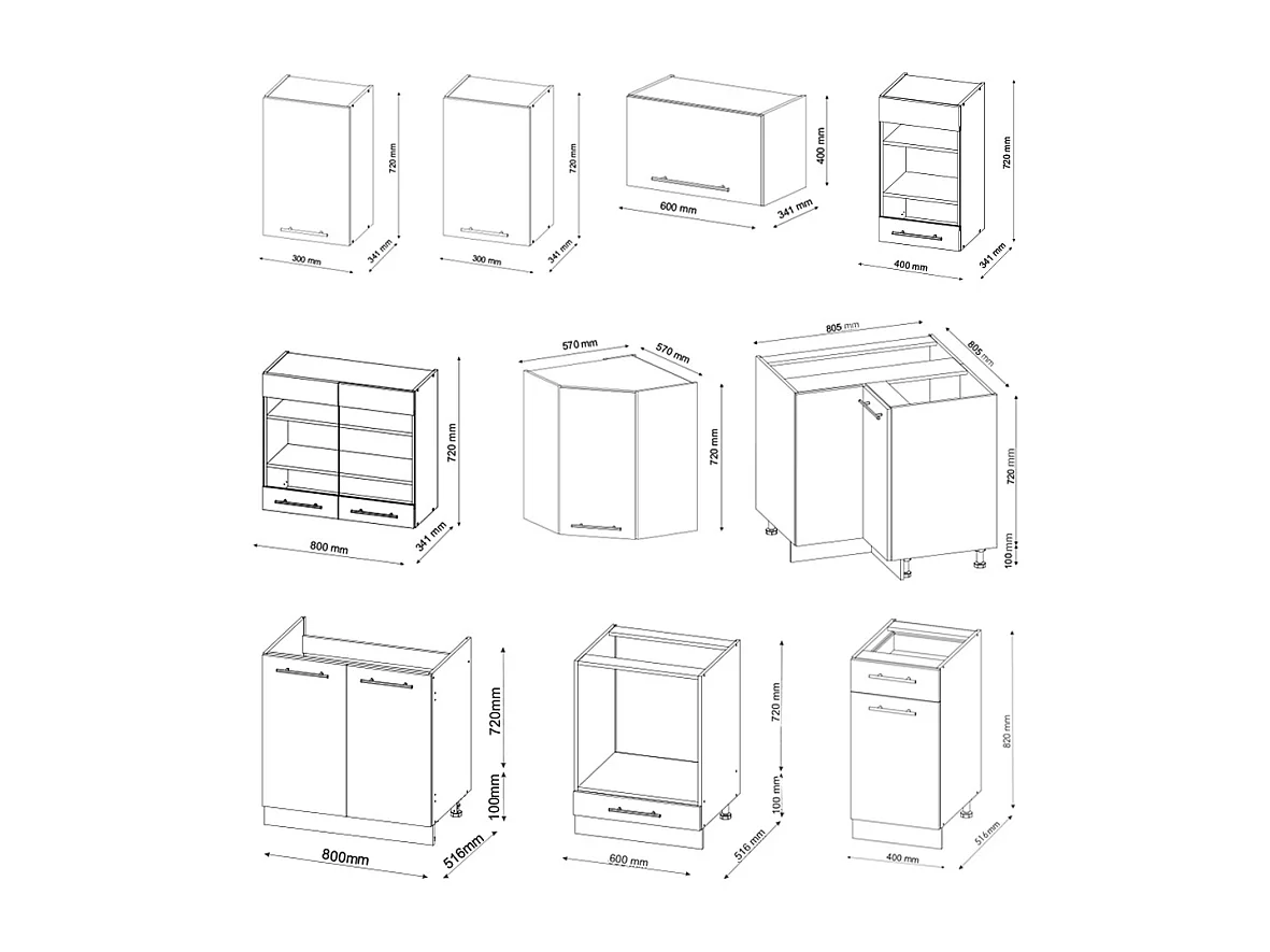 Cuisine en angle blanc campagne/blanc 190x46x81.6 fame-line