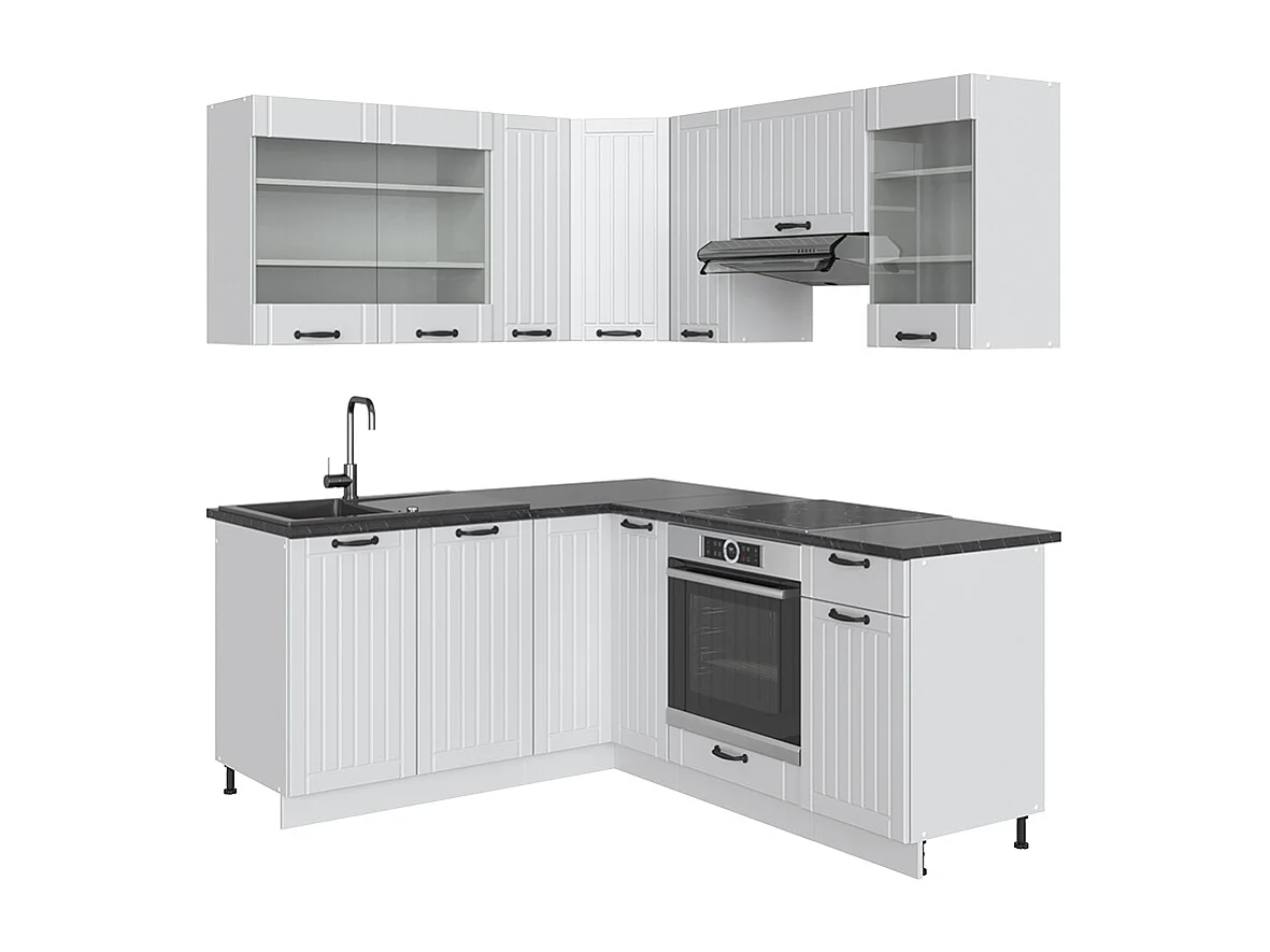 Cuisine en angle blanc campagne/blanc 190x46x81.6 fame-line