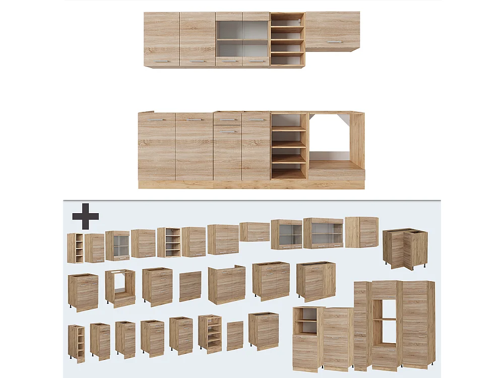 Mueble de cocina roble sonoma/goldkraft 240x46x81.6 r-line