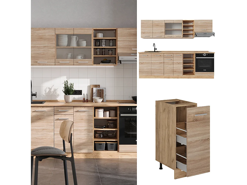 Cuisine sonoma/chêne doré 240x46x81.6 r-line