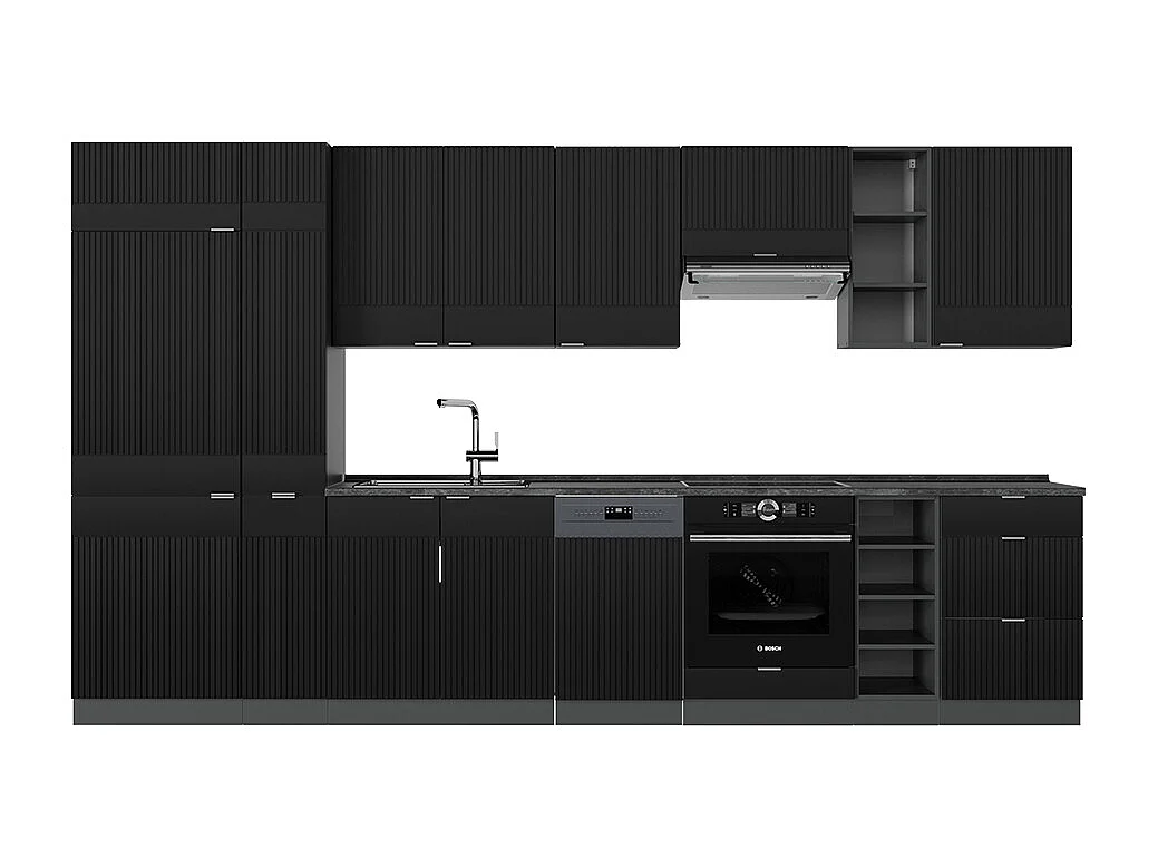 Cuisine noir rayé/anthracite 355x60x81.6 fame-line