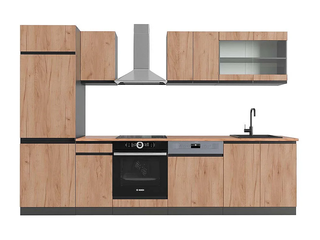 Cuisine chêne doré/anthracite 300x60x81.6 r-line