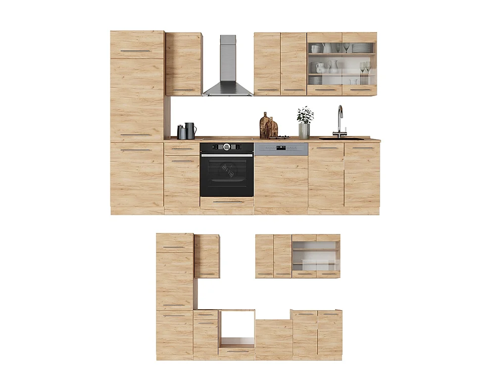 Køkkenrække gold power oak 300x60x81.6 fame-line