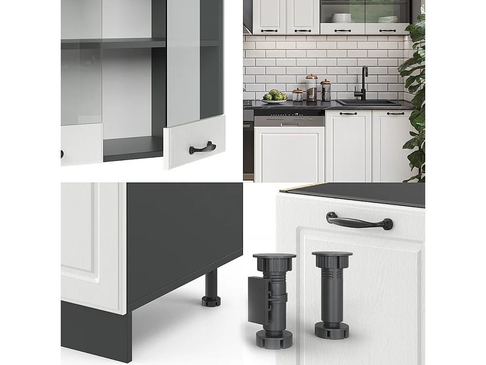 Cuisine blanc cottage/anthracite 300x46x81.6 r-line