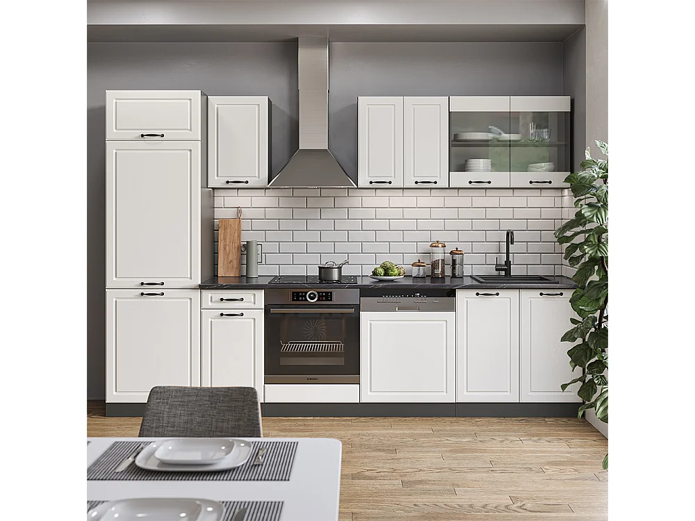 Cuisine blanc cottage/anthracite 300x46x81.6 r-line