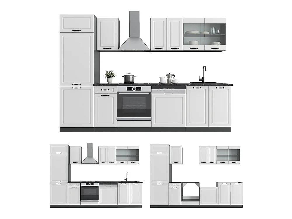 Køkkenrække hvidt landhus/antracit 300x46x81.6 r-line
