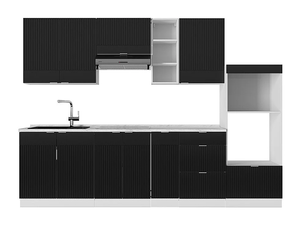 Cuisine noir rayé/blanc 280x46x81.6 fame-line