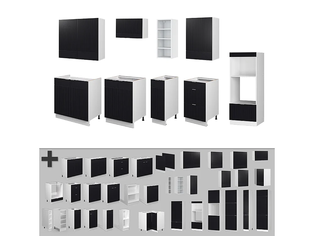 Cuisine noir rayé/blanc 280x46x81.6 fame-line