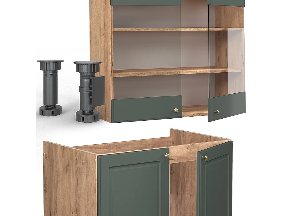 Pentry grönguld lantgård/goldkraft ek 240x46x81.6 fame-line
