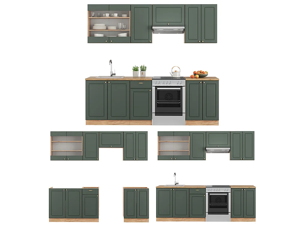 Pentry grönguld lantgård/goldkraft ek 240x46x81.6 fame-line