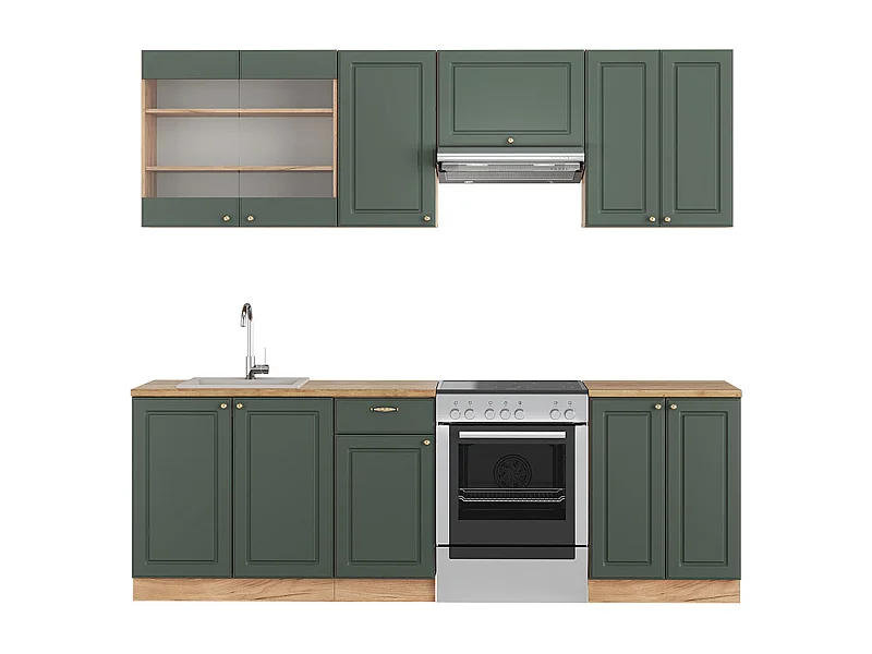 Cuisine chêne vert et or/chêne doré 240x46x81.6 fame-line