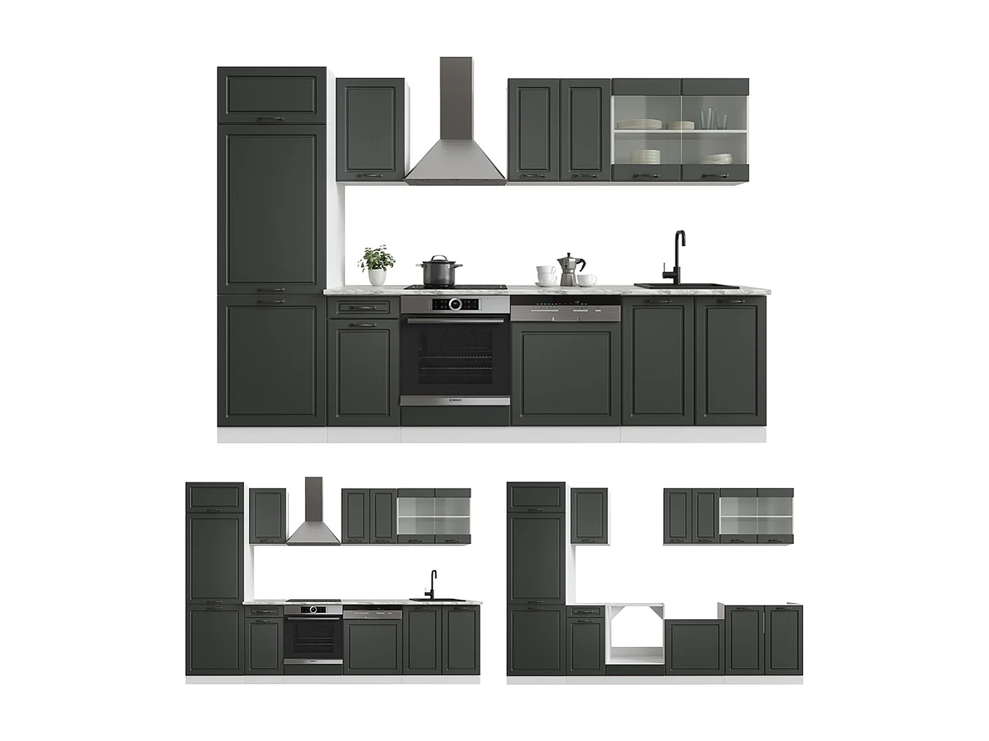 Cuisine anthracite maison de campagne/blanc 300x60x81.6 r-line