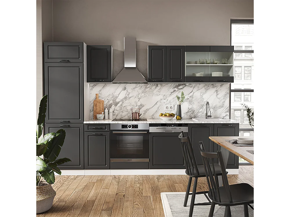 Cuisine anthracite maison de campagne/blanc 300x60x81.6 r-line