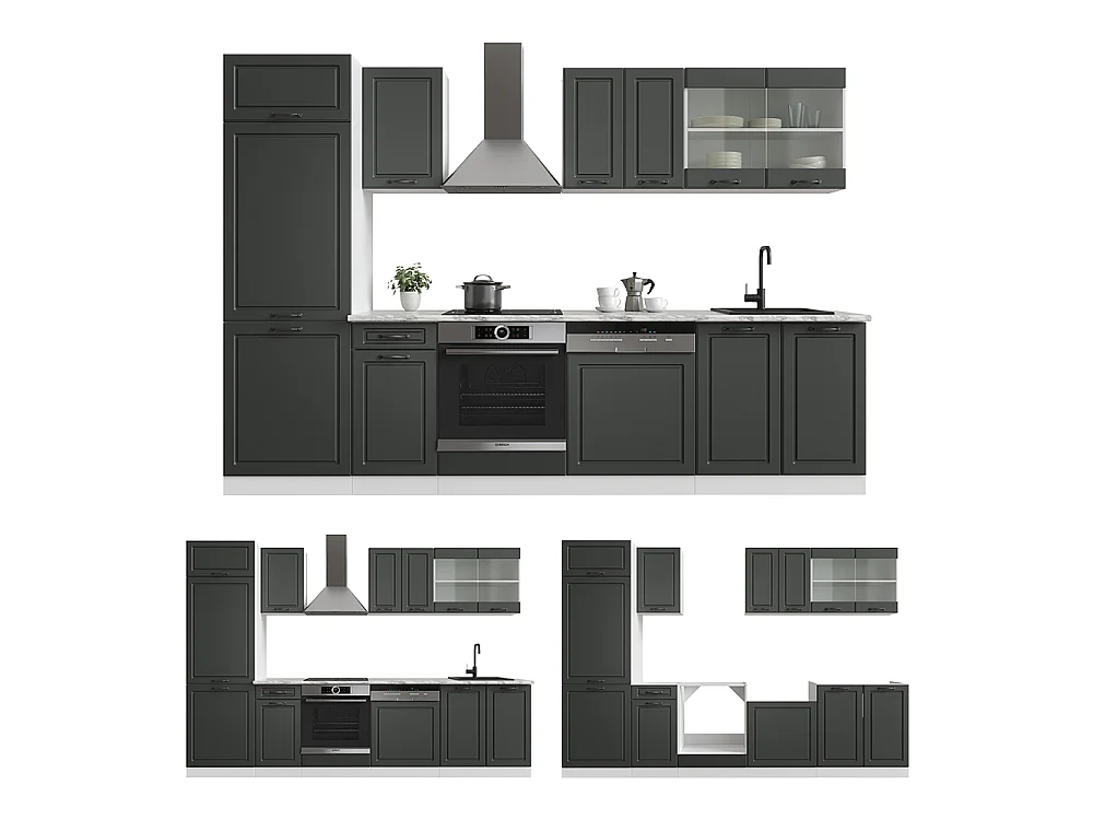 Cuisine anthracite maison de campagne/blanc 300x60x81.6 r-line