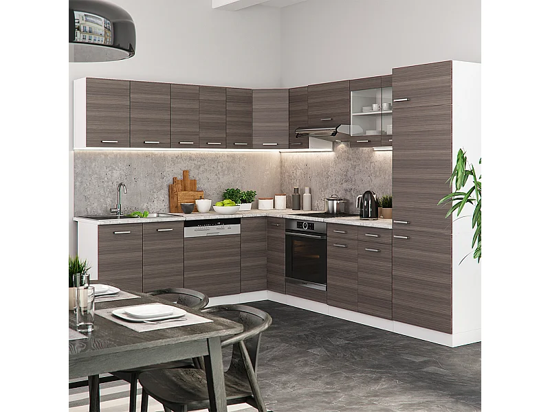 Cocina esquinera precioso gris/blanco 287x46x81.6 r-line