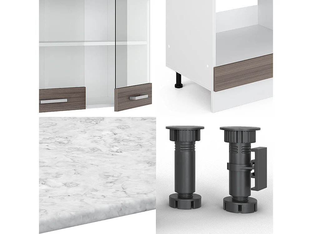 Cucina angolare completa grigio prezioso/bianco 287x46x81.6 r-line