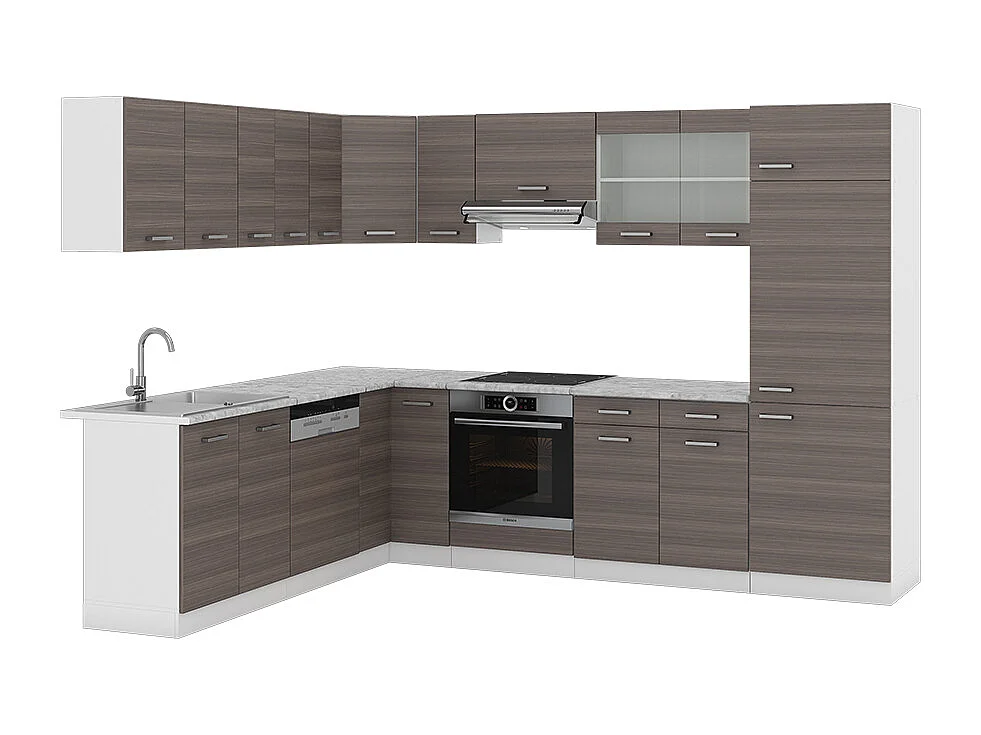 Cuisine en angle gris noble/blanc 287x46x81.6 r-line