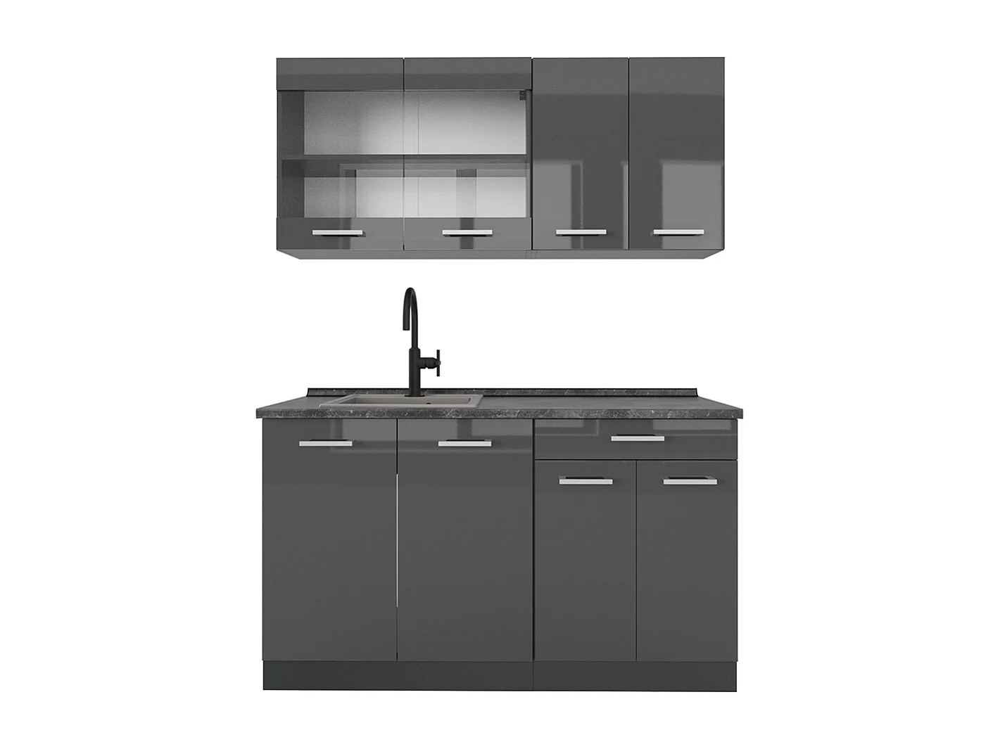 Singlekøkken antracit højglans/antracit 140x60x81.6 r-line