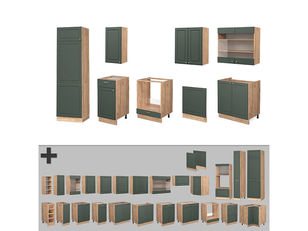 Mueble de cocina green-gold country/gold power roble 300x46x81.6 fame-line