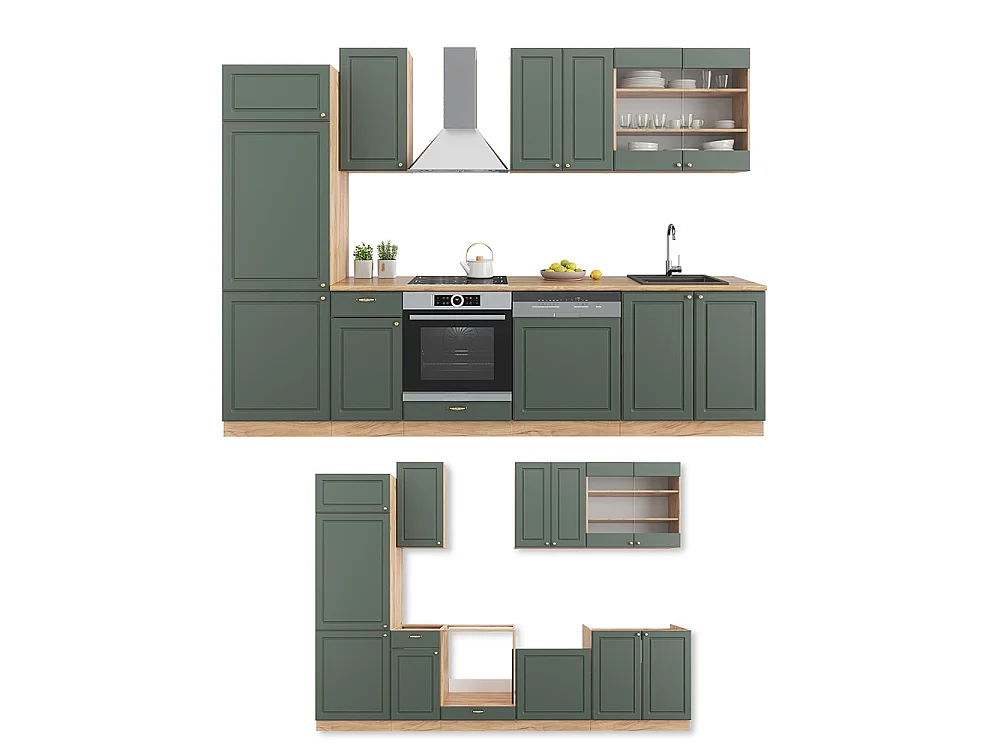 Mueble de cocina green-gold country/gold power roble 300x46x81.6 fame-line
