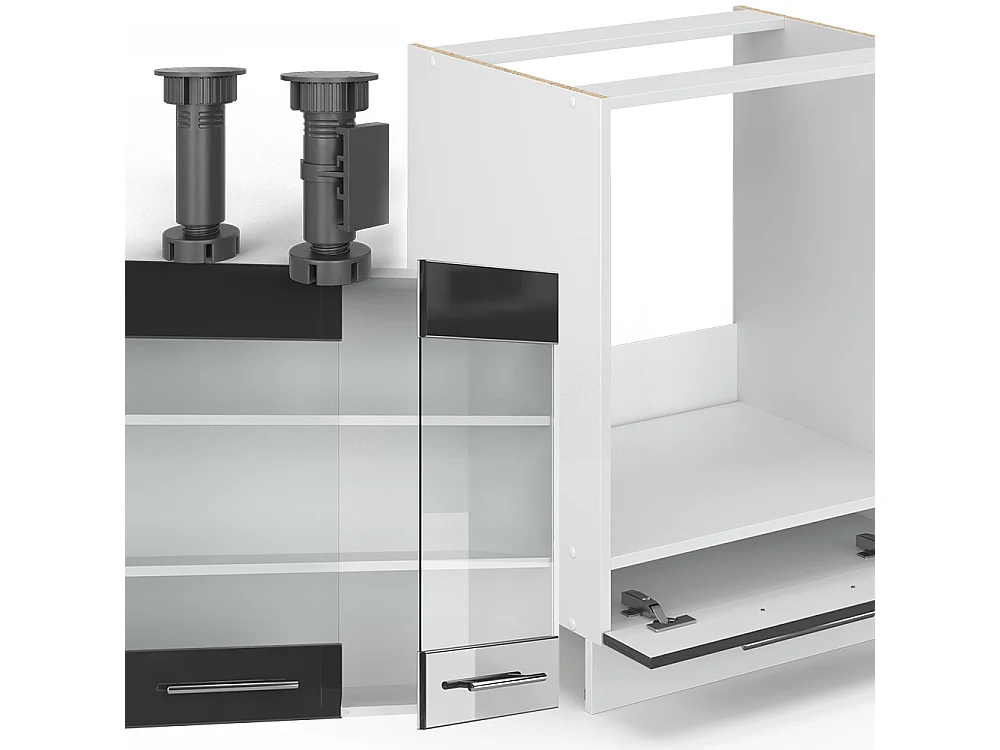 Cucina angolare completa antracite lucido 190x46x81.6 fame-line