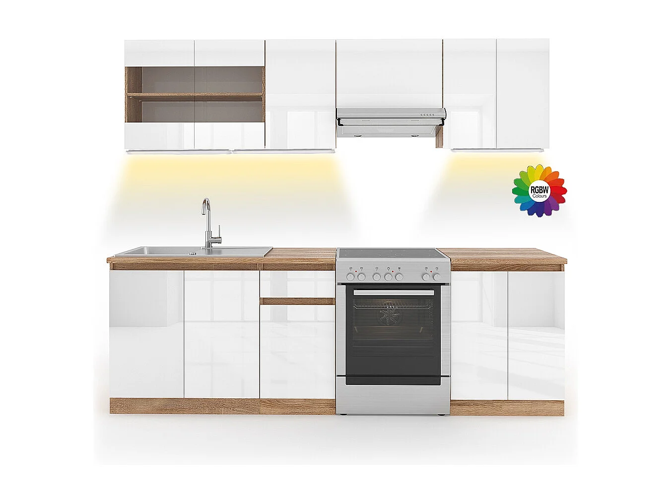 Keukenblok wit hoogglans/wit 240x60x81.6 raul