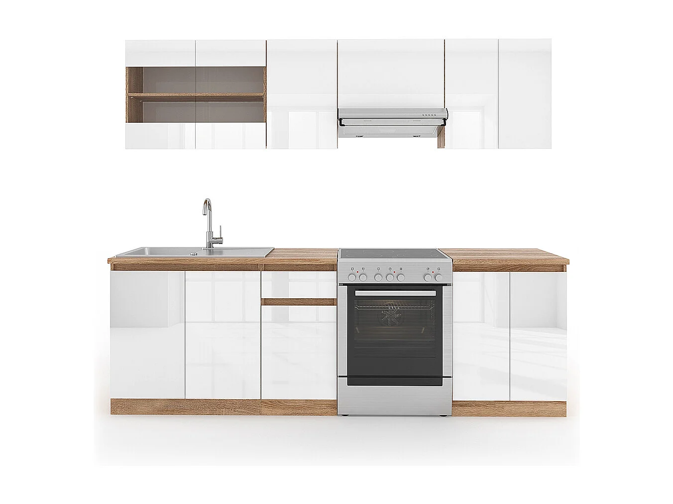 Keukenblok wit hoogglans/wit 240x60x81.6 raul