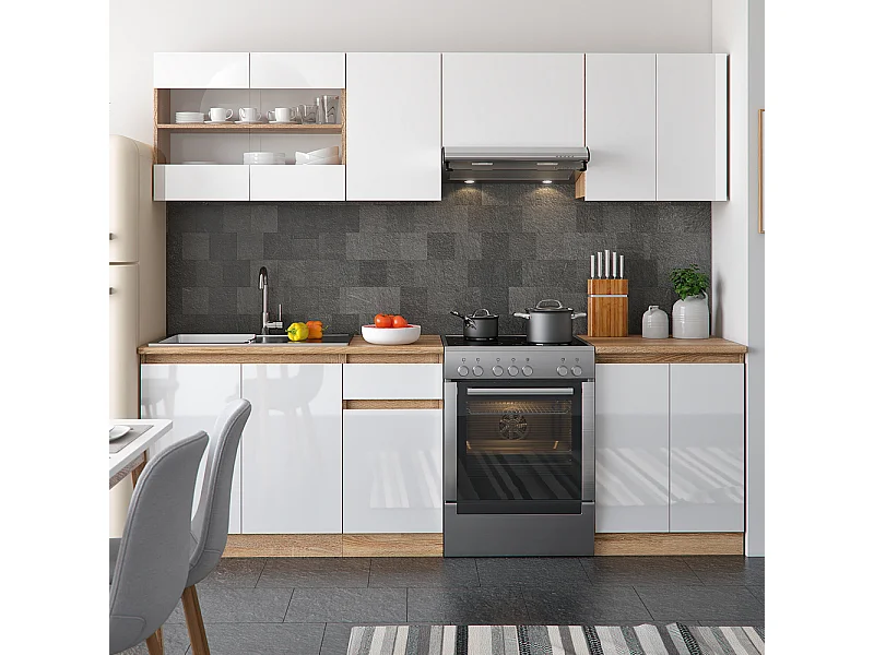 Ligne de cuisine blanc brillant/blanc 240x60x81.6 raul