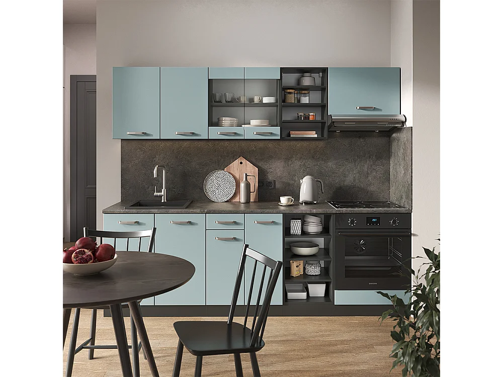 Mueble de cocina gris azulado/antracita 240x60x81.6 r-line