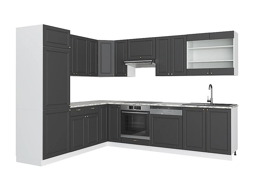 Cuisine en angle anthracite-or/blanc 287x60x81.6 fame-line