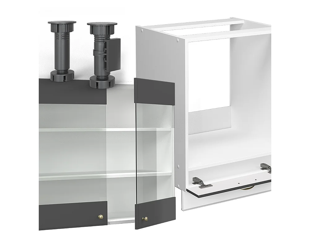 Hoekkeuken antraciet-goud/wit 287x60x81.6 fame-line