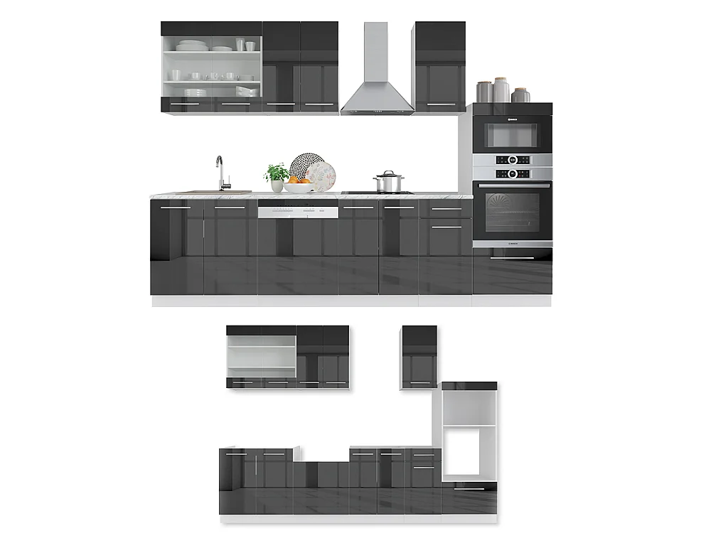 Pentry antracit högblank/vit 300x60x81.6 fame-line