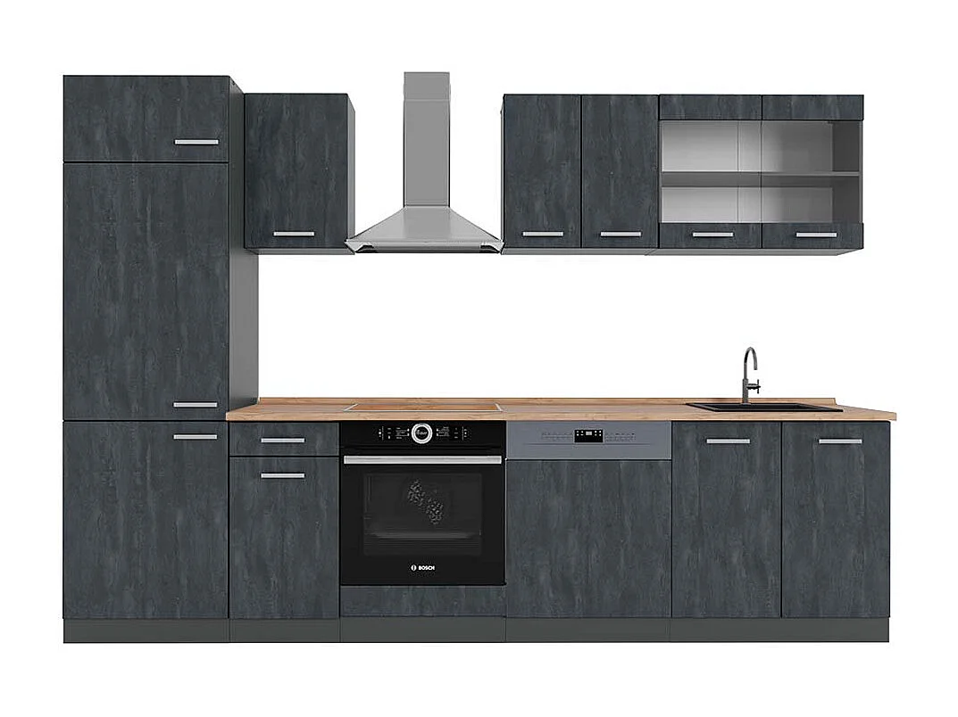 Cuisine noir béton/anthracite 300x60x81.6 r-line