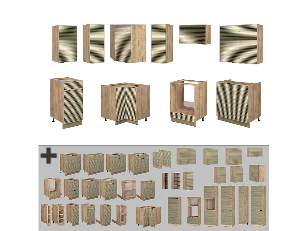 Cocina esquinera panel de roble/roble goldkraft 190x46x81.6 fame-line